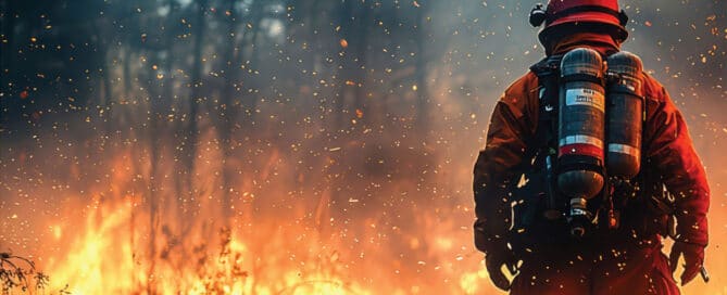 Emergency Services 29 Firefighter in protective gear | image for the Emergency Services Industries page.